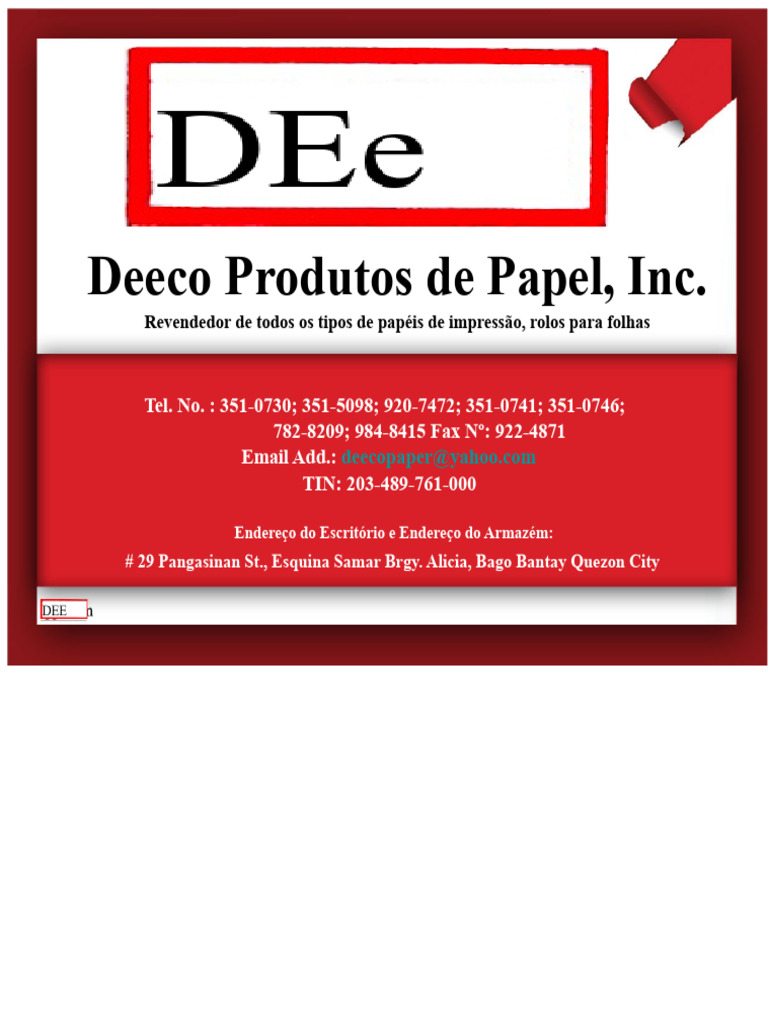 Perfil da Empresa Deeco Paper | PDF | Papel | Qualidade (negócios)