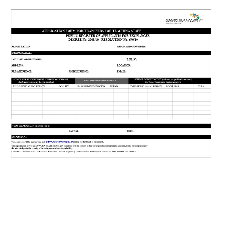 Exchange Form | PDF