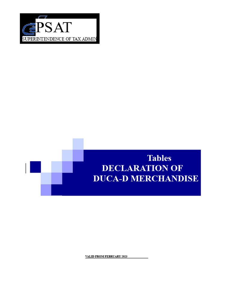 Customs Declaration Tables 2023 | PDF | Central America | Trade