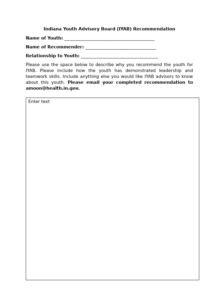 IYAB Youth Recommendation Form | PDF