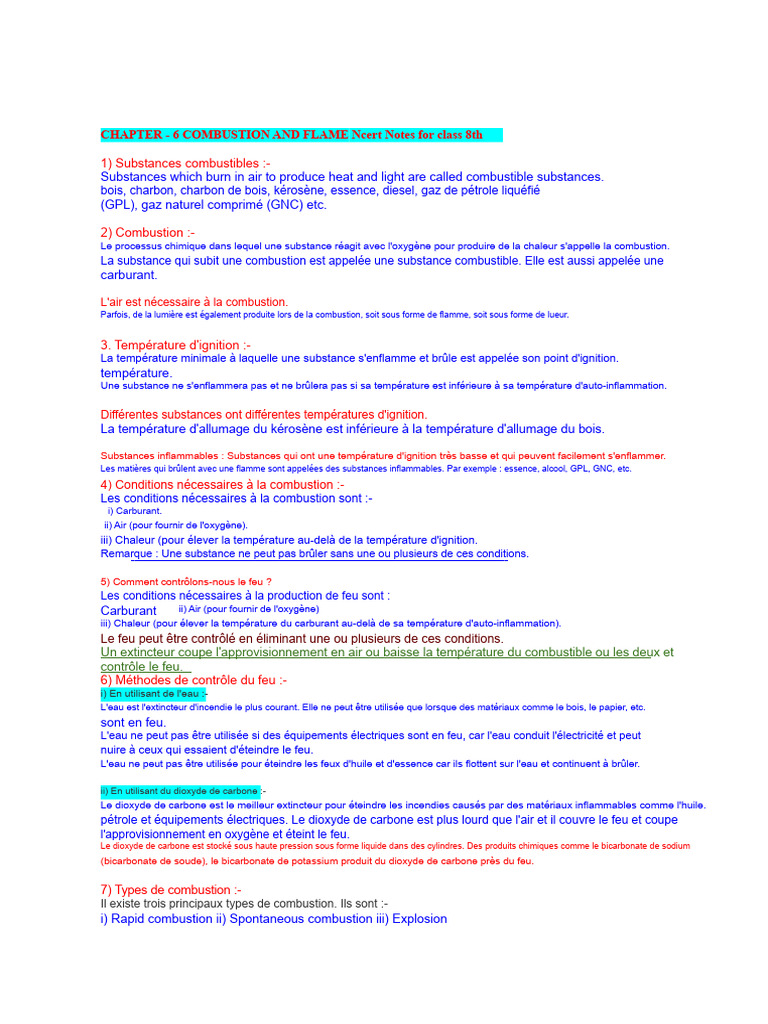 Combustion et Flamme : Concepts Clés | PDF | La combustion | Combustible