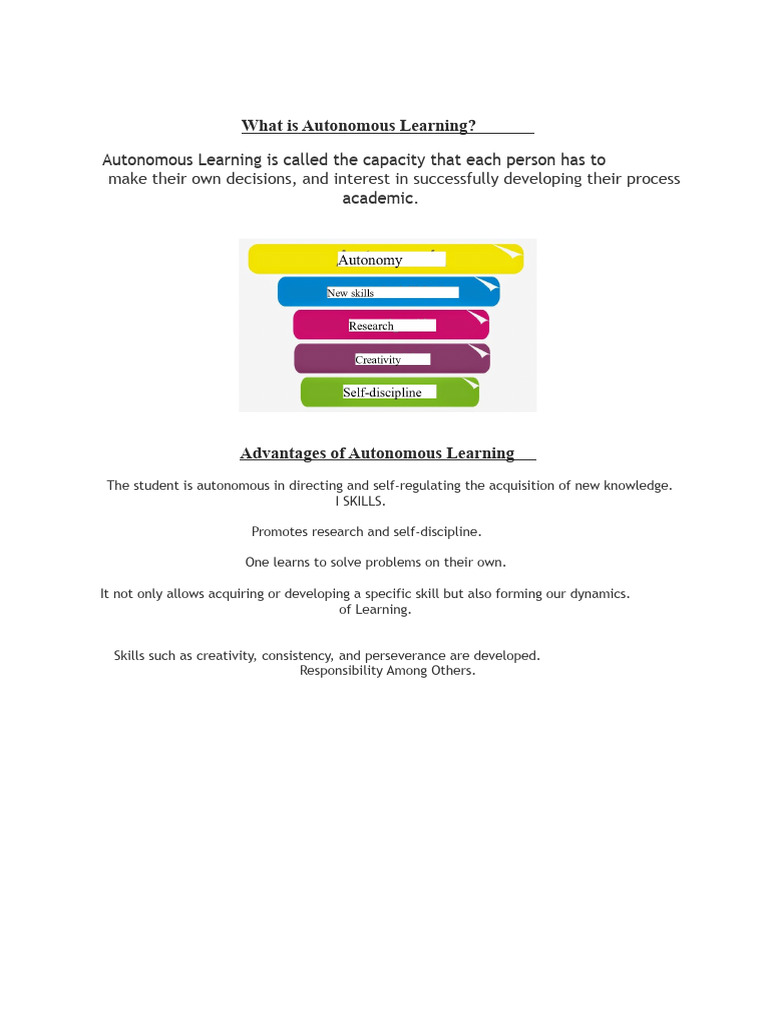 Advantages and Disadvantages of Autonomous Learning | PDF | Learning ...