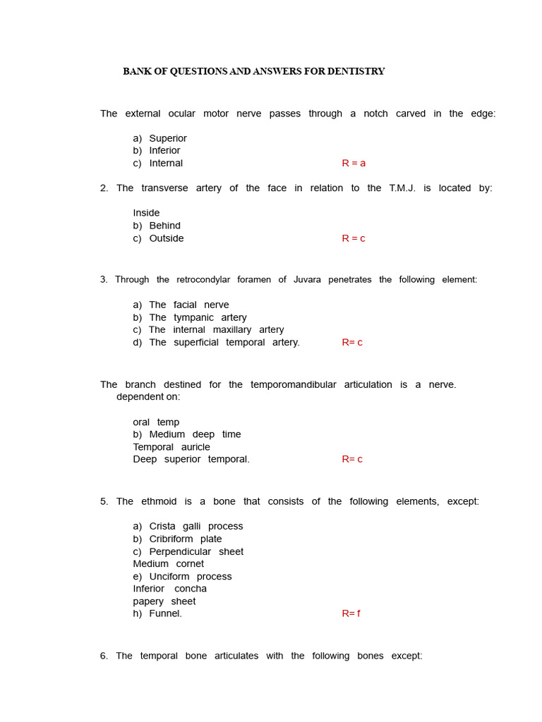 Dentistry Question Bank and Answers | PDF | Oral Hygiene | Dentistry
