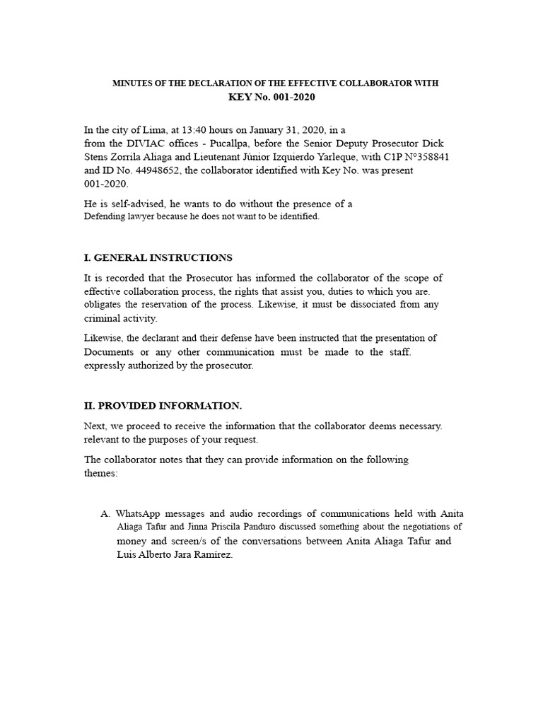 Minutes of Declaration of The Effective Collaborator With | PDF ...