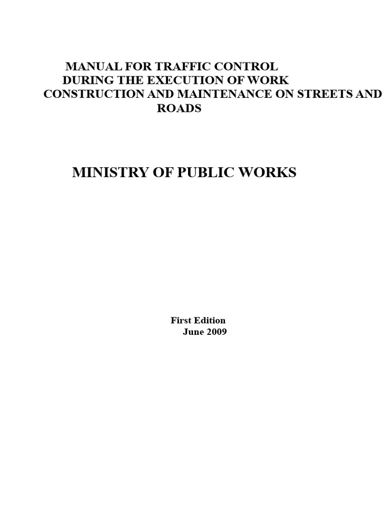 Traffic Control Manual for Road Work | PDF | Traffic | Road