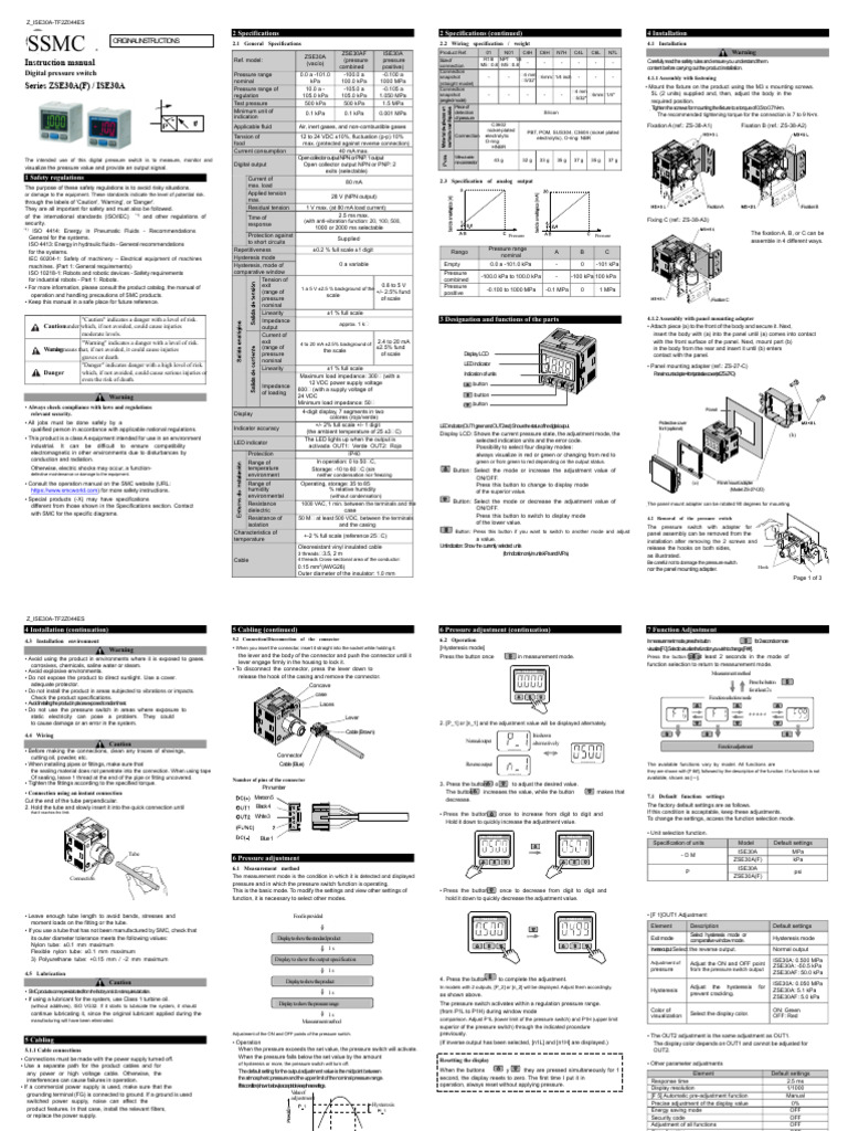 Digital Pressure Switch Installation Guide | PDF | Electrical Connector ...
