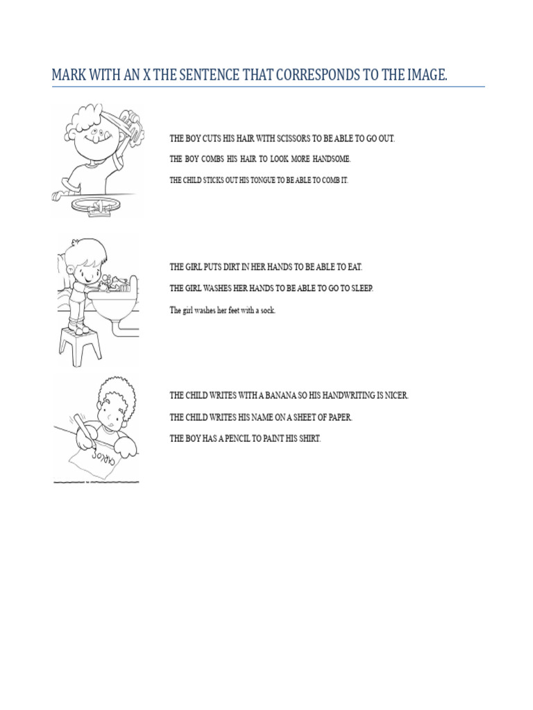 MARK WITH AN X THE SENTENCE THAT CORRESPONDS TO THE IMAGE | PDF