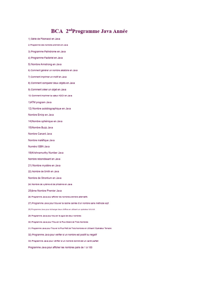 Programmes Java Essentiels et Tutoriels | PDF | Java (Langage de ...