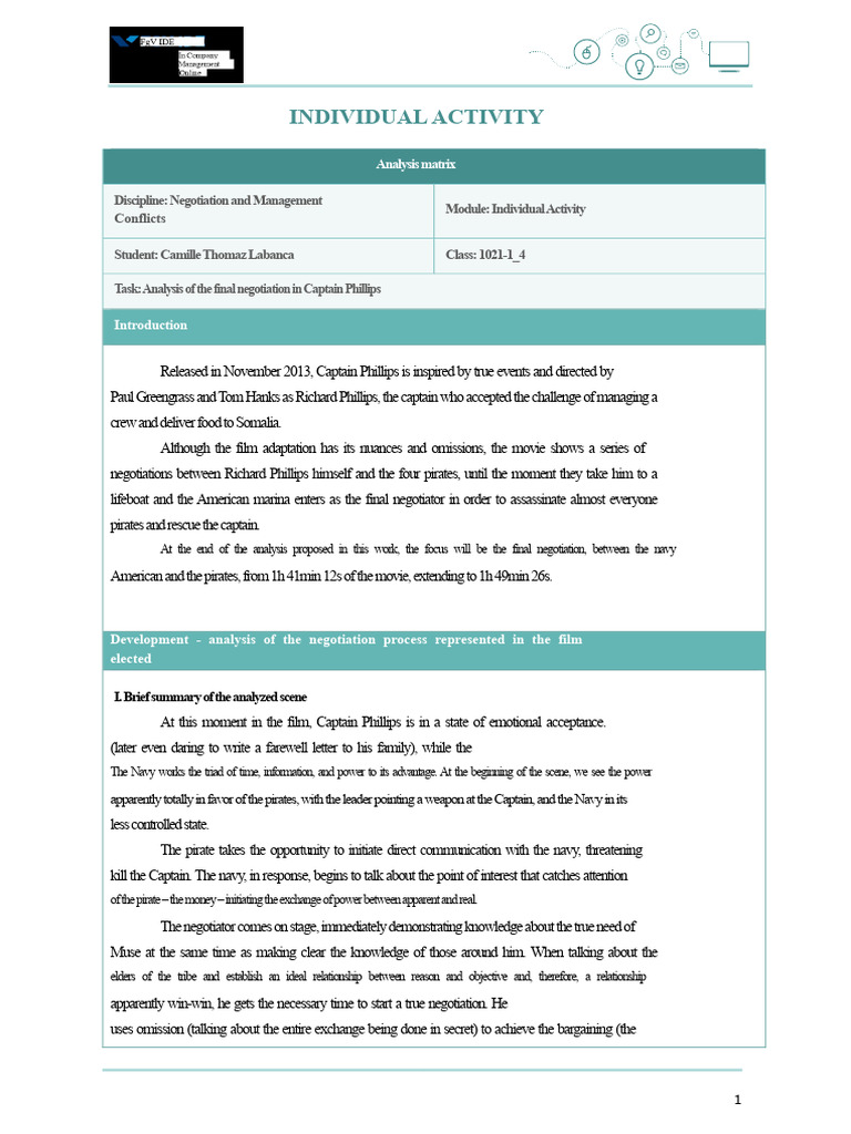 Negotiation Analysis in Captain Phillips | PDF | Negotiation