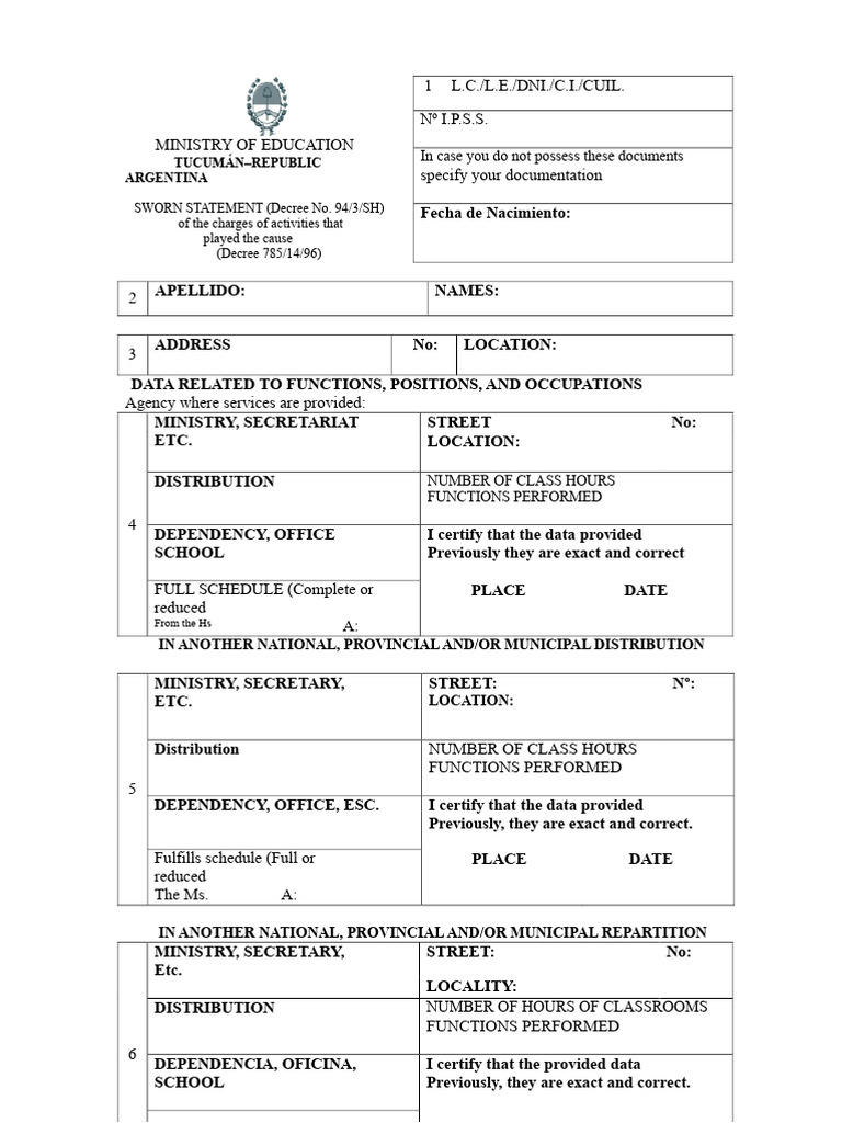 Declaration in Blank | PDF