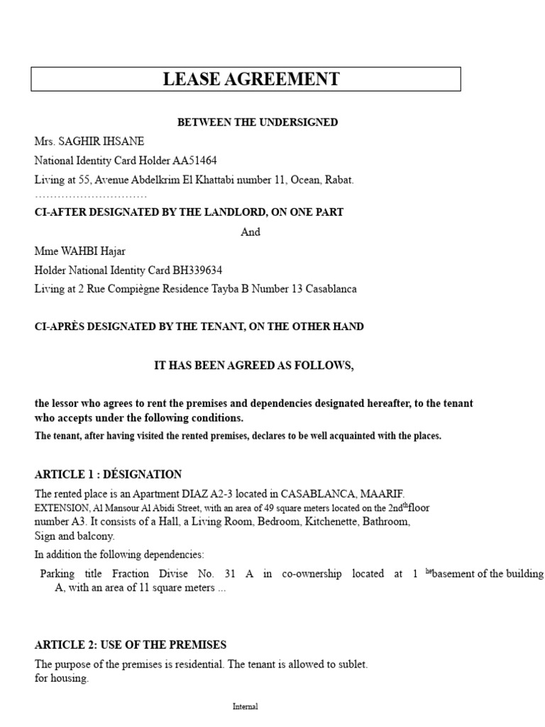 Lease Agreement or Rental Contract | PDF | Lease | Leasehold Estate