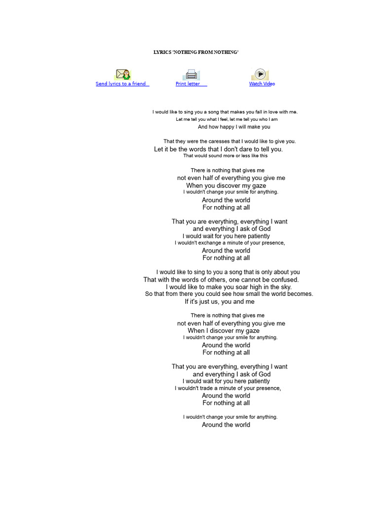 Nothing From Nothing Lyrics | PDF