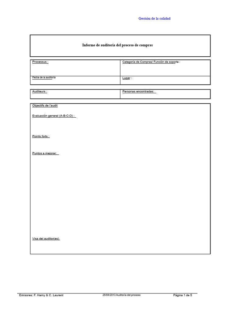 Auditoría del Proceso de Compras 2013 | PDF | Auditoría | Gestión de la ...