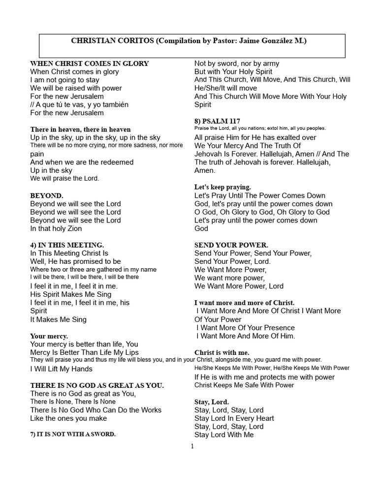 Christian Songs Compilation by Pastor Jaime | PDF | Jesus | God The Father