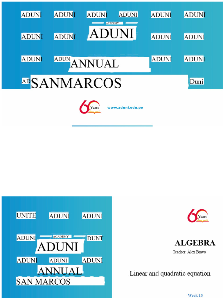 Annual San Marcos - Algebra Week 13 | PDF | Equations | Algebra