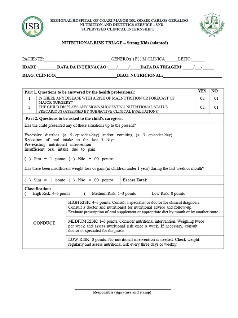 Nutritional Risk Triage for Children | PDF | Weight Loss | Dietitian