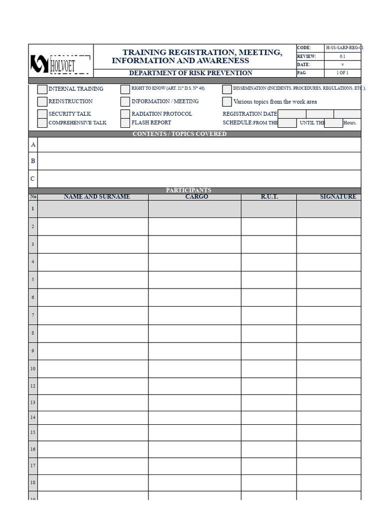 Training Registration and Acknowledgment | PDF