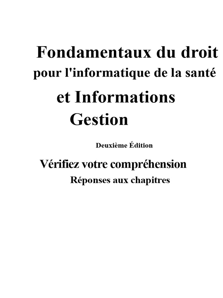 Droit et Informatique de la Santé | PDF | Consentement éclairé | Compétence