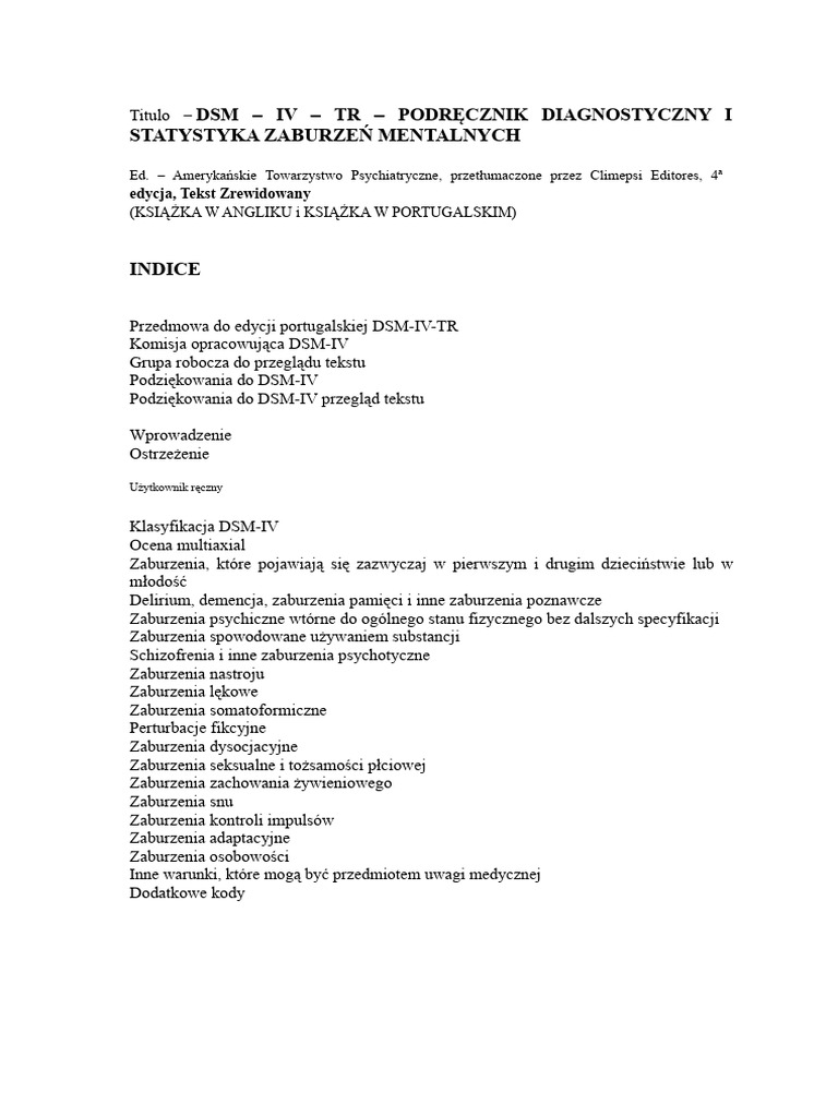 Dsm-Iv TR | PDF