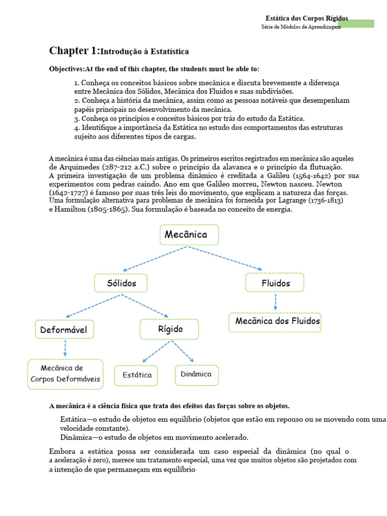 Estática de Corpos Rígidos: Fundamentos e Princípios | PDF | Força | Massa