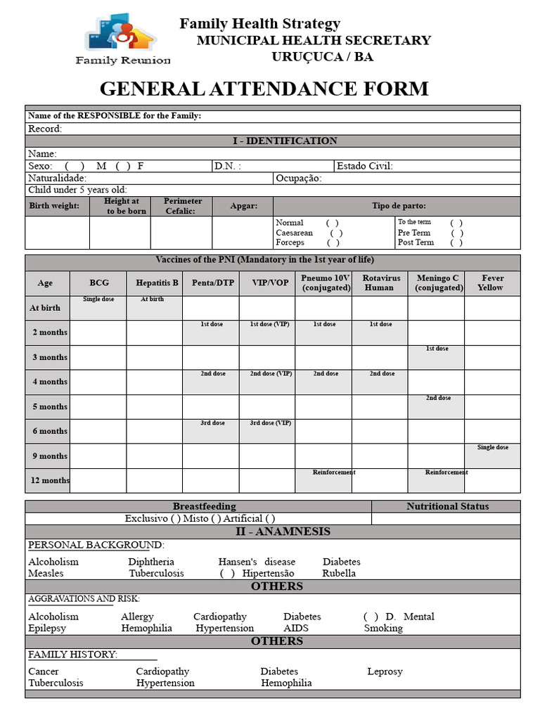 Family Health Strategy Attendance Form | PDF | Chemistry | Dose ...