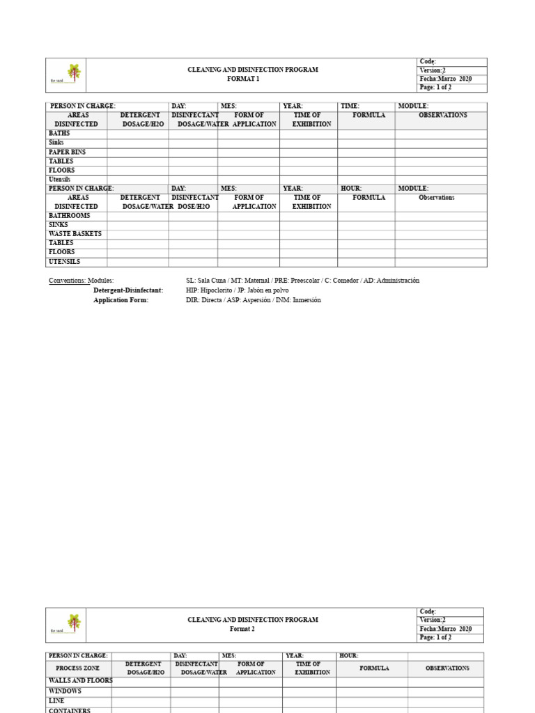 CLEANING AND DISINFECTION FORMAT | PDF | Hygiene | Home