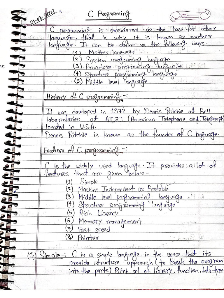 C Program Notes SEM 1. | PDF