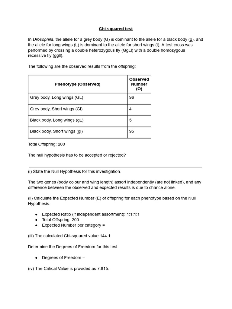 Chi-Squared Test in Drosophila Genetics | PDF