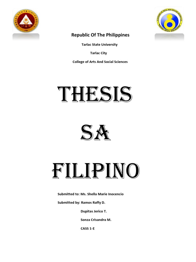 halimbawa sa thesis title sa filipino