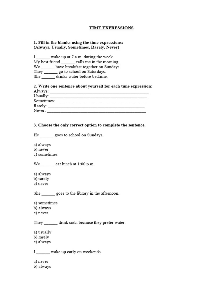 Present Simple Time Expressions | PDF