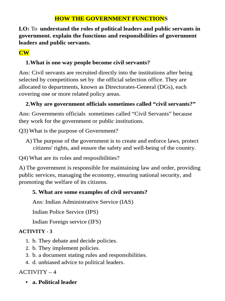 Understanding Government Functions and Roles | PDF