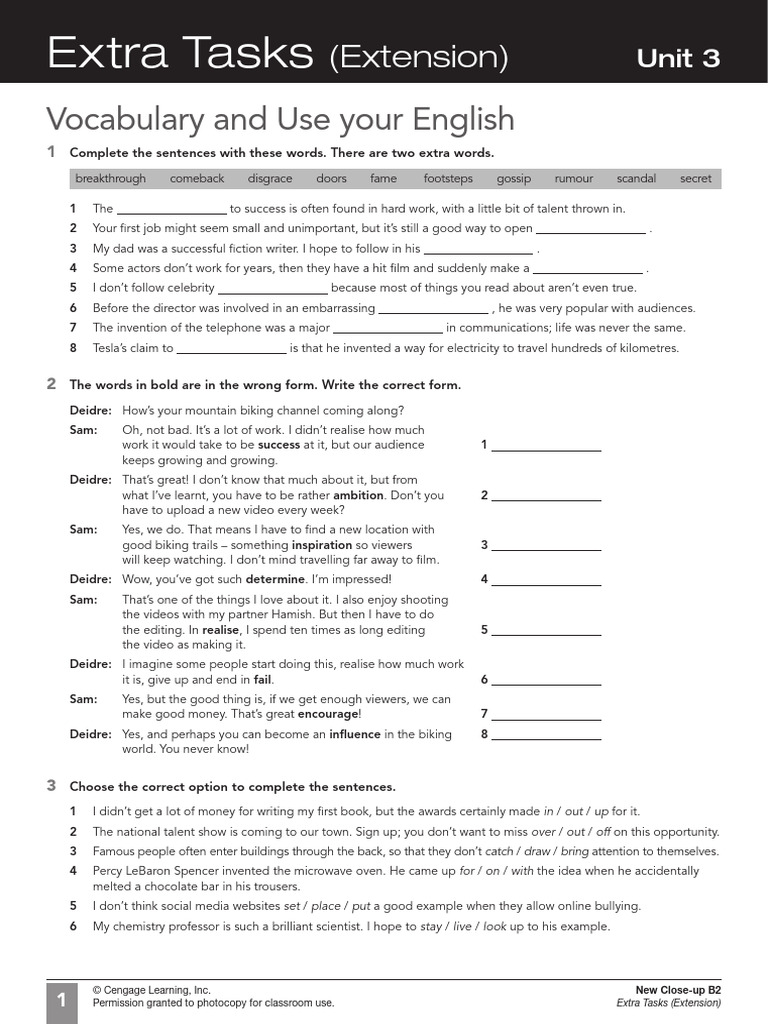 Vocabulary and Grammar Exercises B2 | PDF