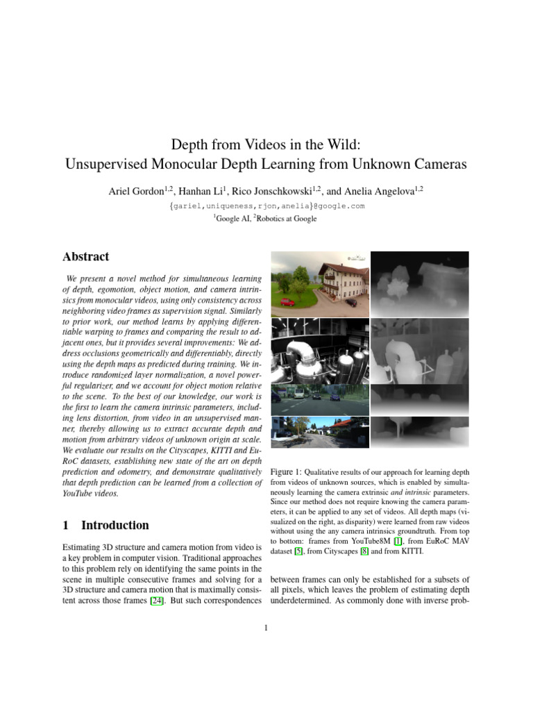 Iccv2019 - Depth From Videos in The Wild-Unsuper | PDF | Image ...