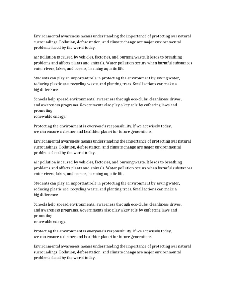 Importance of Environmental Awareness | PDF | Pollution | Natural ...