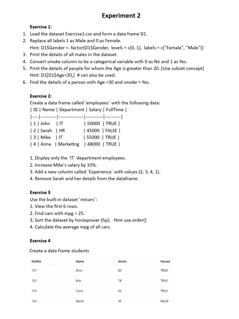 Experiment 2 Data Management Plotting and Summary Statistics New | PDF