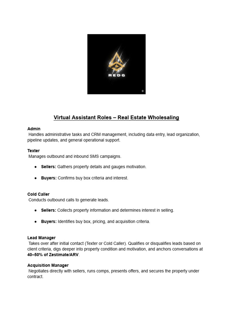 Virtual Assistant Roles in Real Estate | PDF | Sales | Customer ...