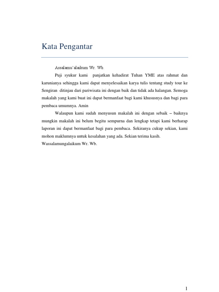 Contoh Kata Pengantar Laporan Karya Wisata - Kumpulan Contoh Laporan
