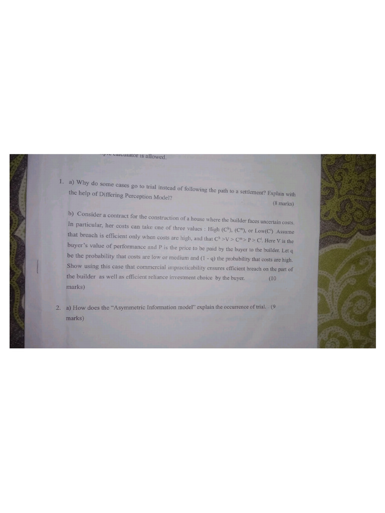 Law and Economics Paper For Sem 7 | PDF