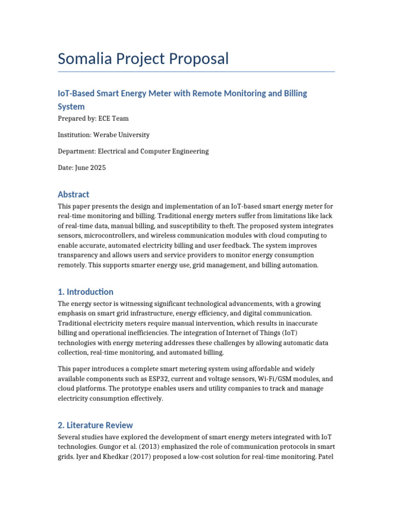 IoT Smart Energy Meter Proposal | PDF | Internet Of Things | Computing