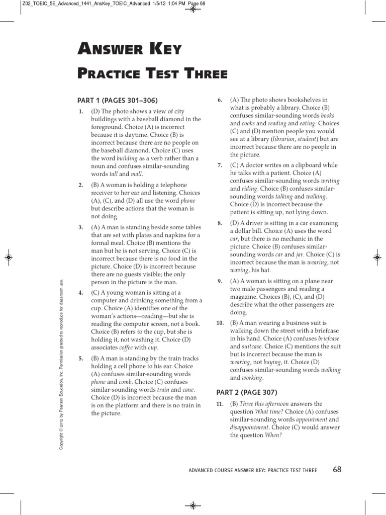 Advanced Practice Test Answer Key | PDF | Question