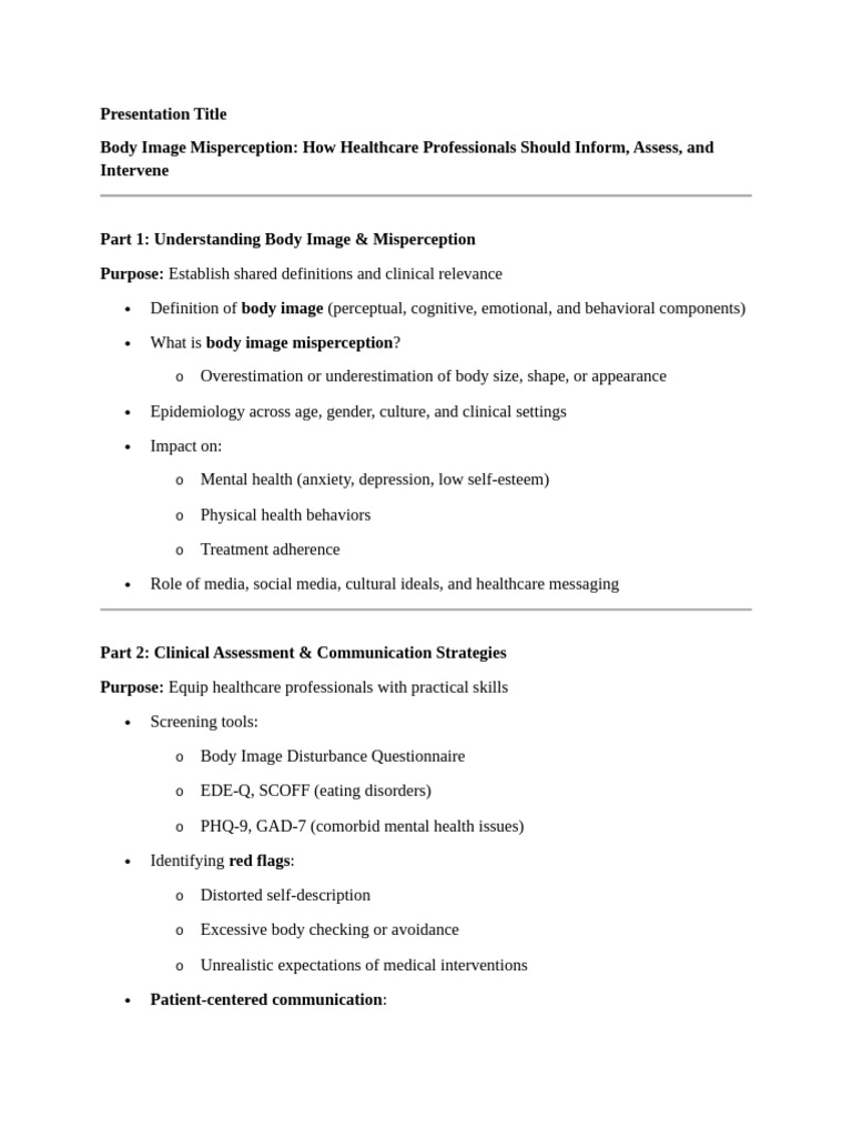 Body Image Misperception in Healthcare | PDF | Body Image | Eating Disorder