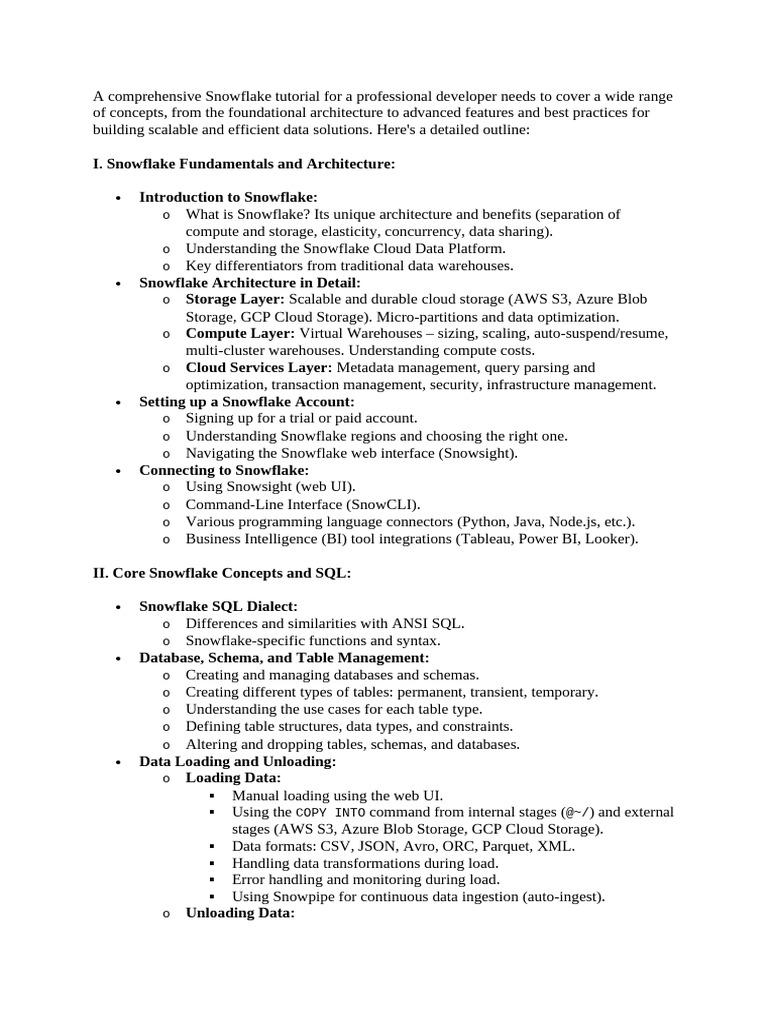Comprehensive Snowflake Developer Guide | PDF | Cloud Computing | Databases