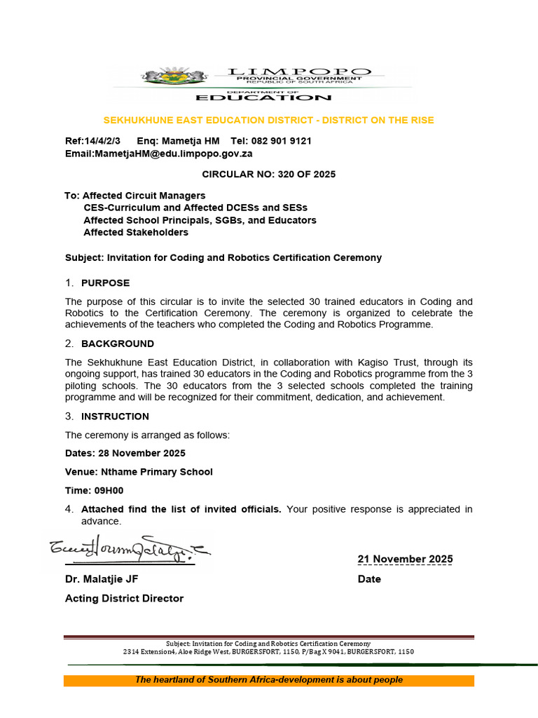 Coding and Robotics Certification Invite | PDF