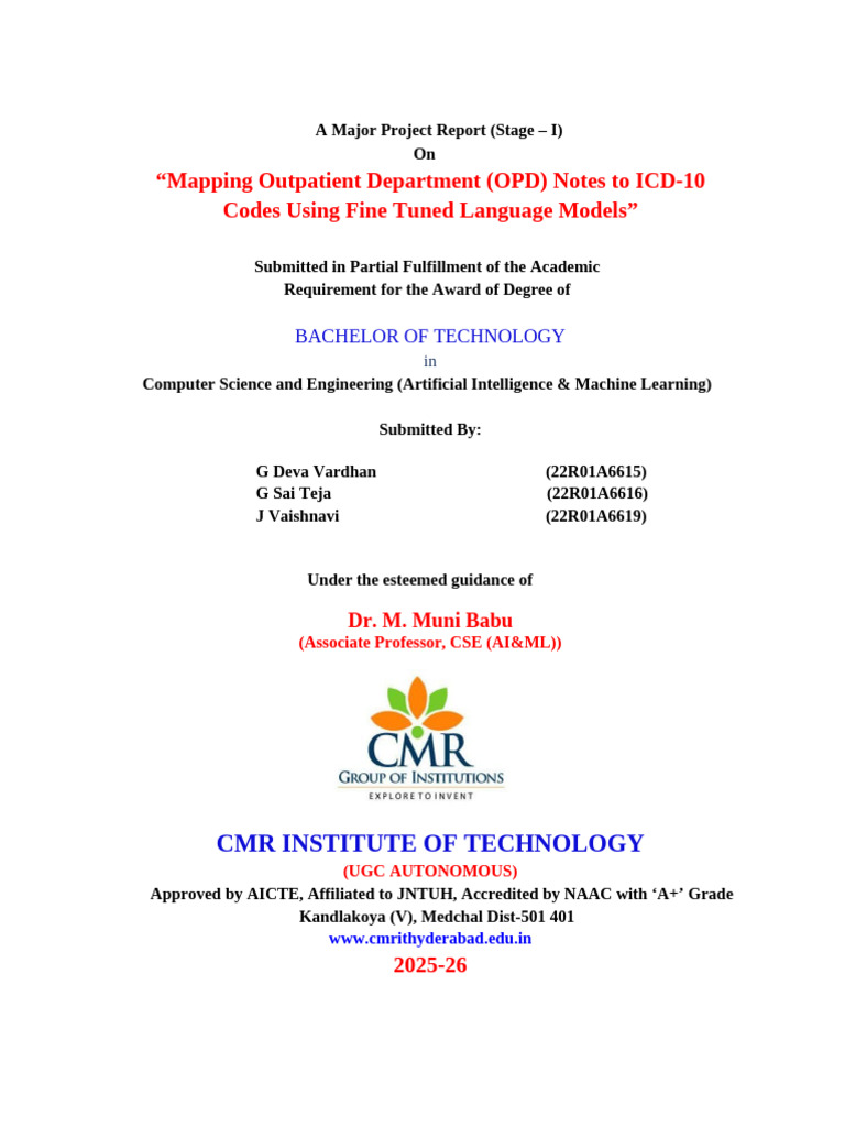 Major Project Report Stage - 1, Group 9 - 1 | PDF | Artificial ...