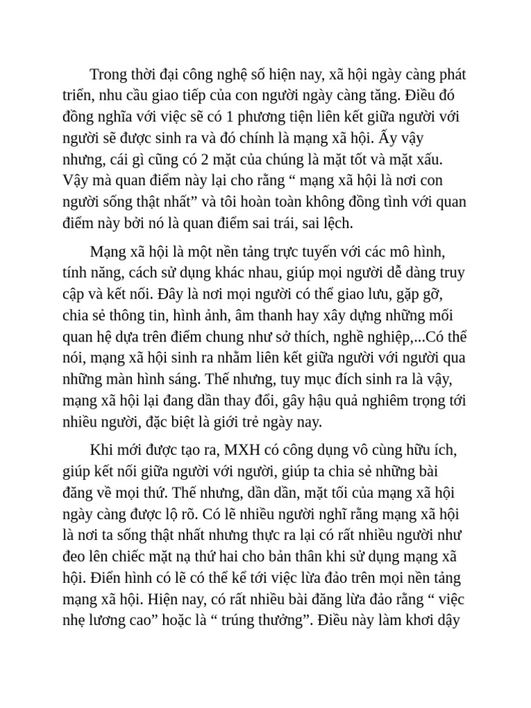 NLXH Phản Đối Về MXH | PDF