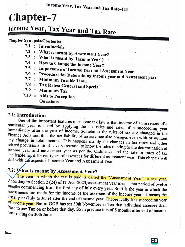 Ch 7 Income Year,Tax Year, Tax Rate | PDF