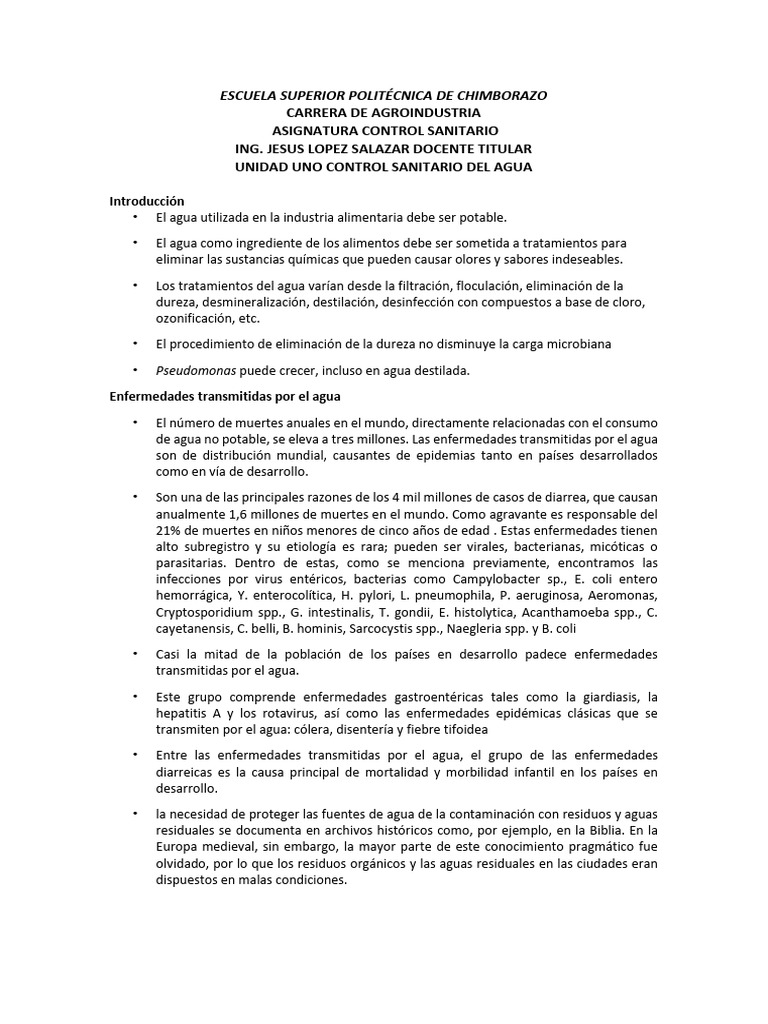 Texto Basico Unidad Uno p039 2023 | PDF | Diarrea | Agua