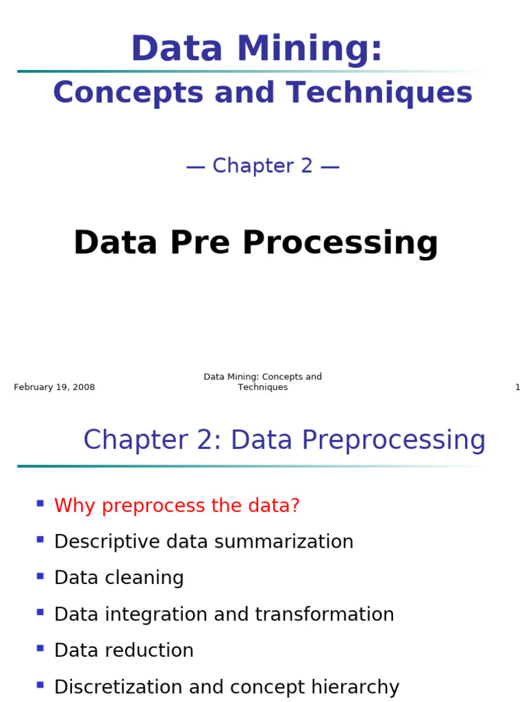 Data Preprocessing in Data Mining | PDF | Statistics | Descriptive ...