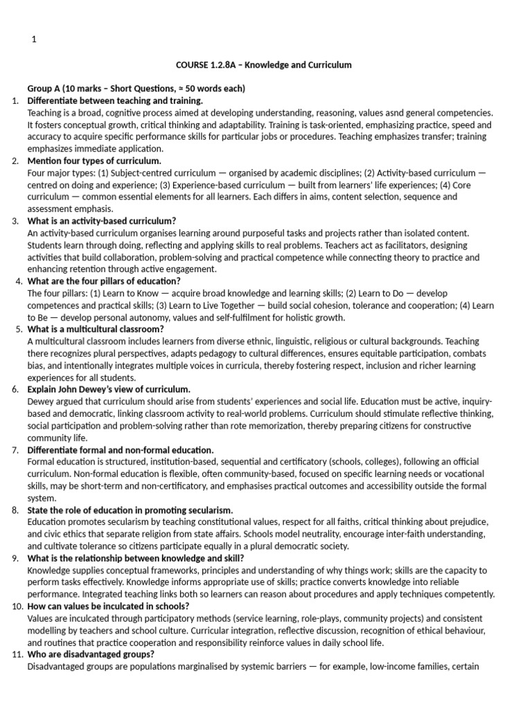 Knowledge and Curriculum Overview | PDF | Epistemology | Curriculum