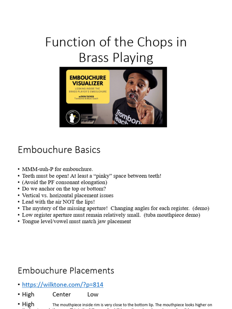 Brass Playing Embouchure Techniques | PDF | Aerophones | Brass Instruments